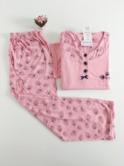Büyük Beden Kısa Kollu Bayan Pijama Takımı 7030 Somon