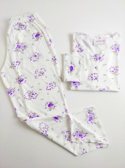 Likralı Çiçek Desen Bayan Pijama Takımı 301 İRL1